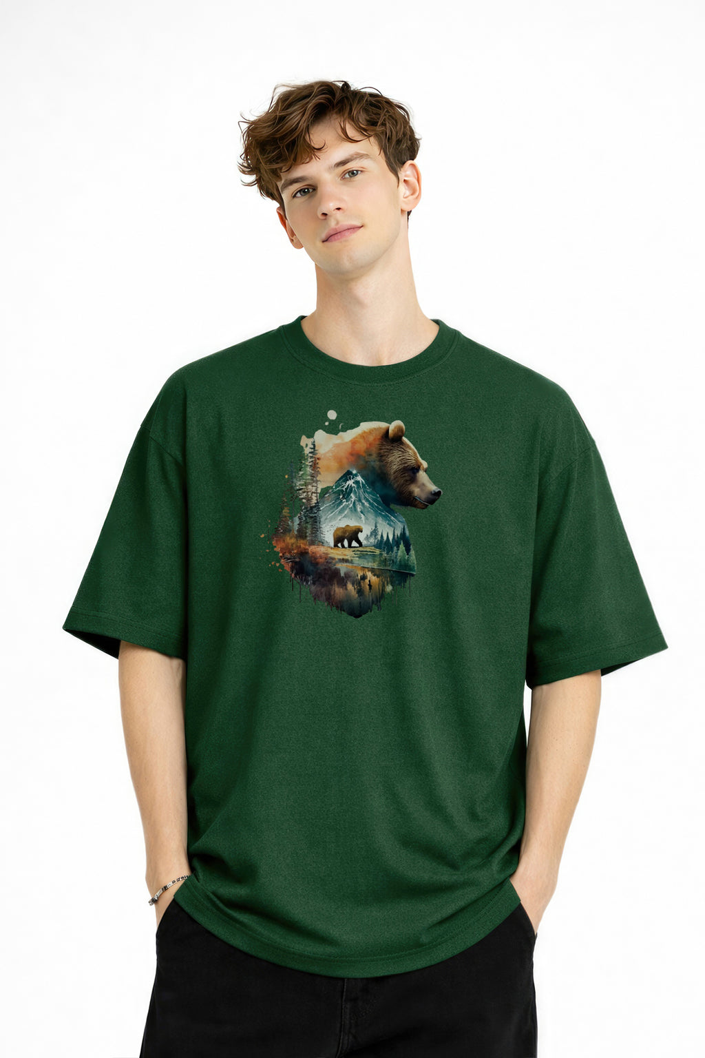 Bear2 - Oversize Tişört HAKI