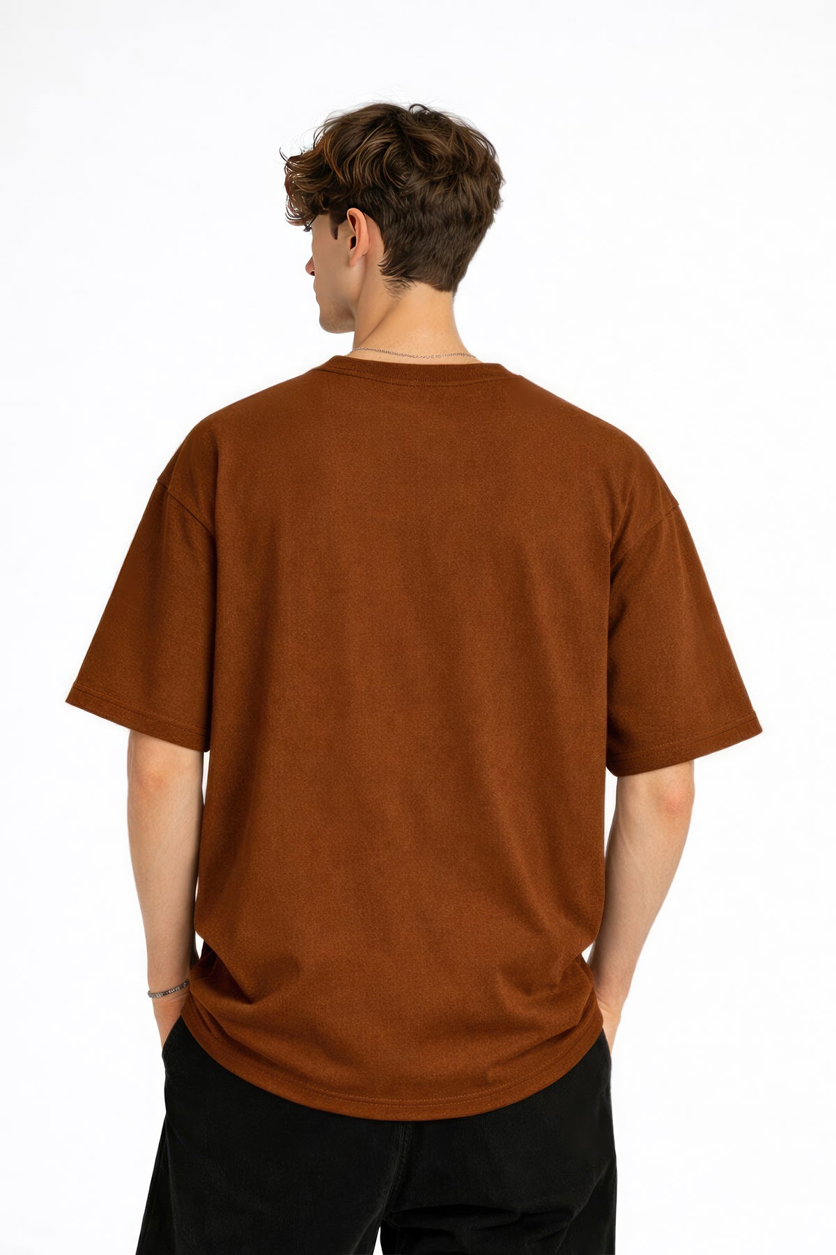 Blurry - Oversize Erkek Tişört KAHVE