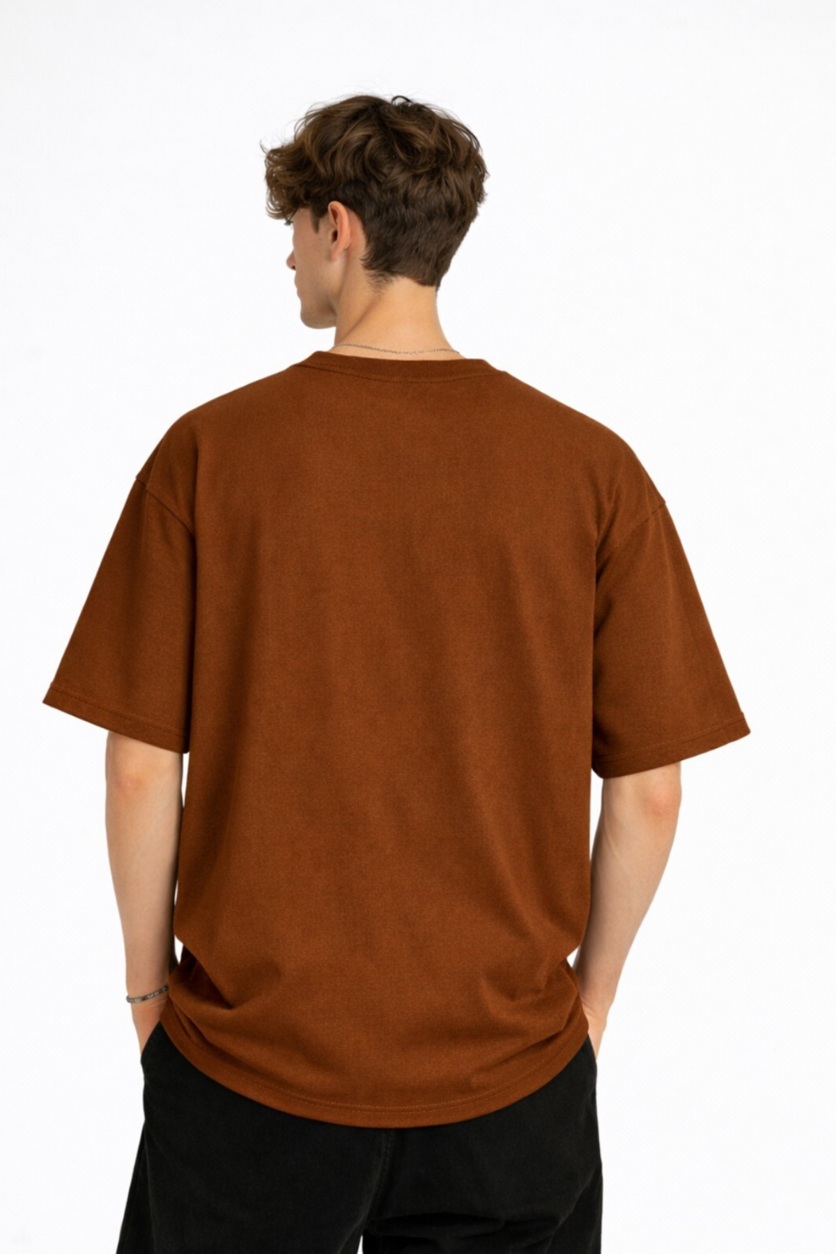 Boston - Baskılı Oversize Tişört KAHVE