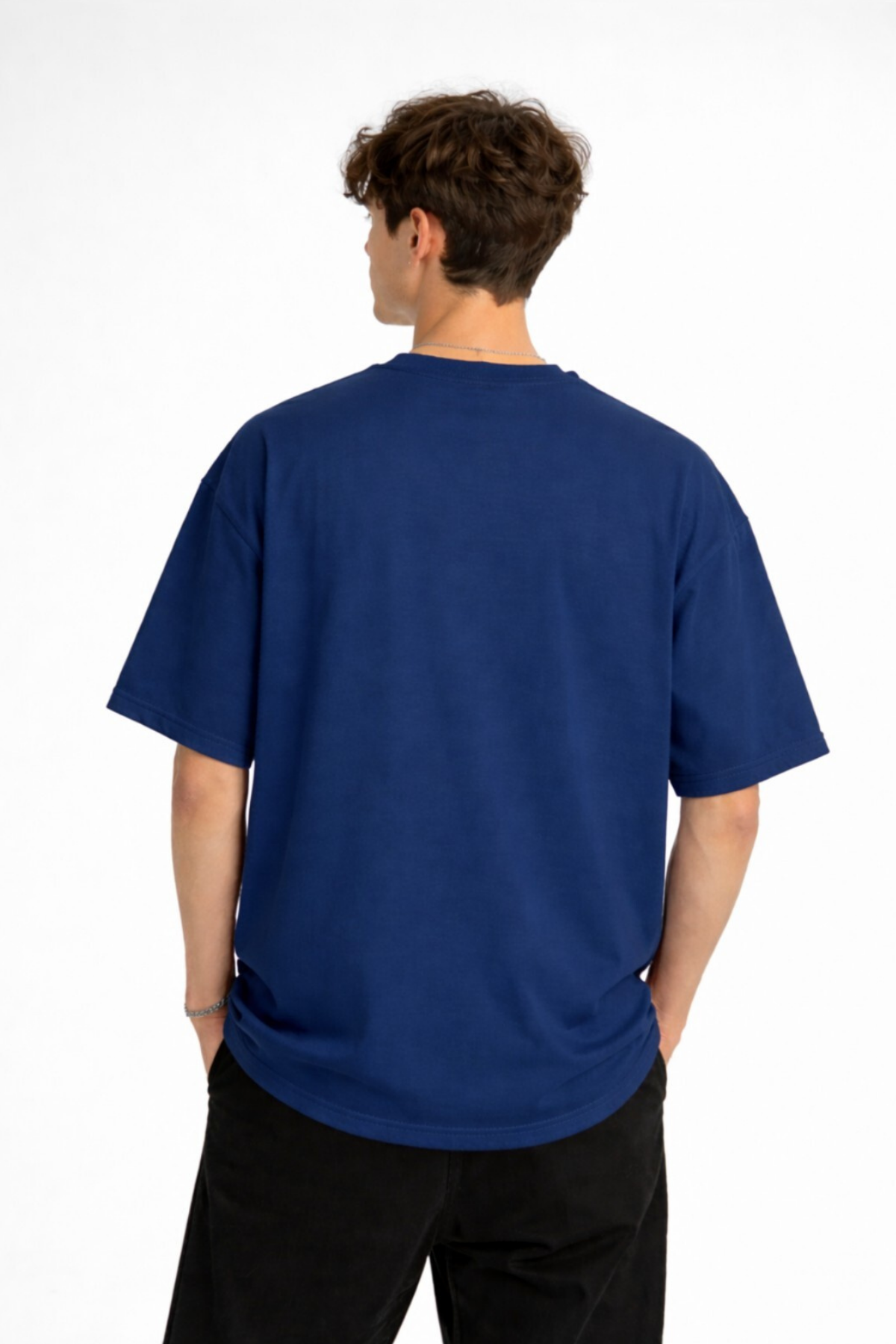 Boston - Baskılı Oversize Tişört LACIVERT