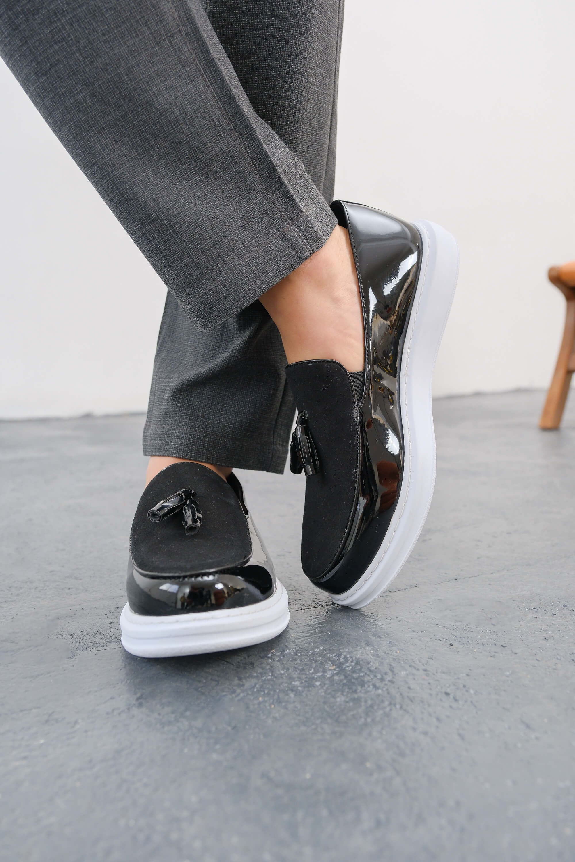 MN002 - RBT Loafer Verniciata Erkek Ayakkabı SIYAH