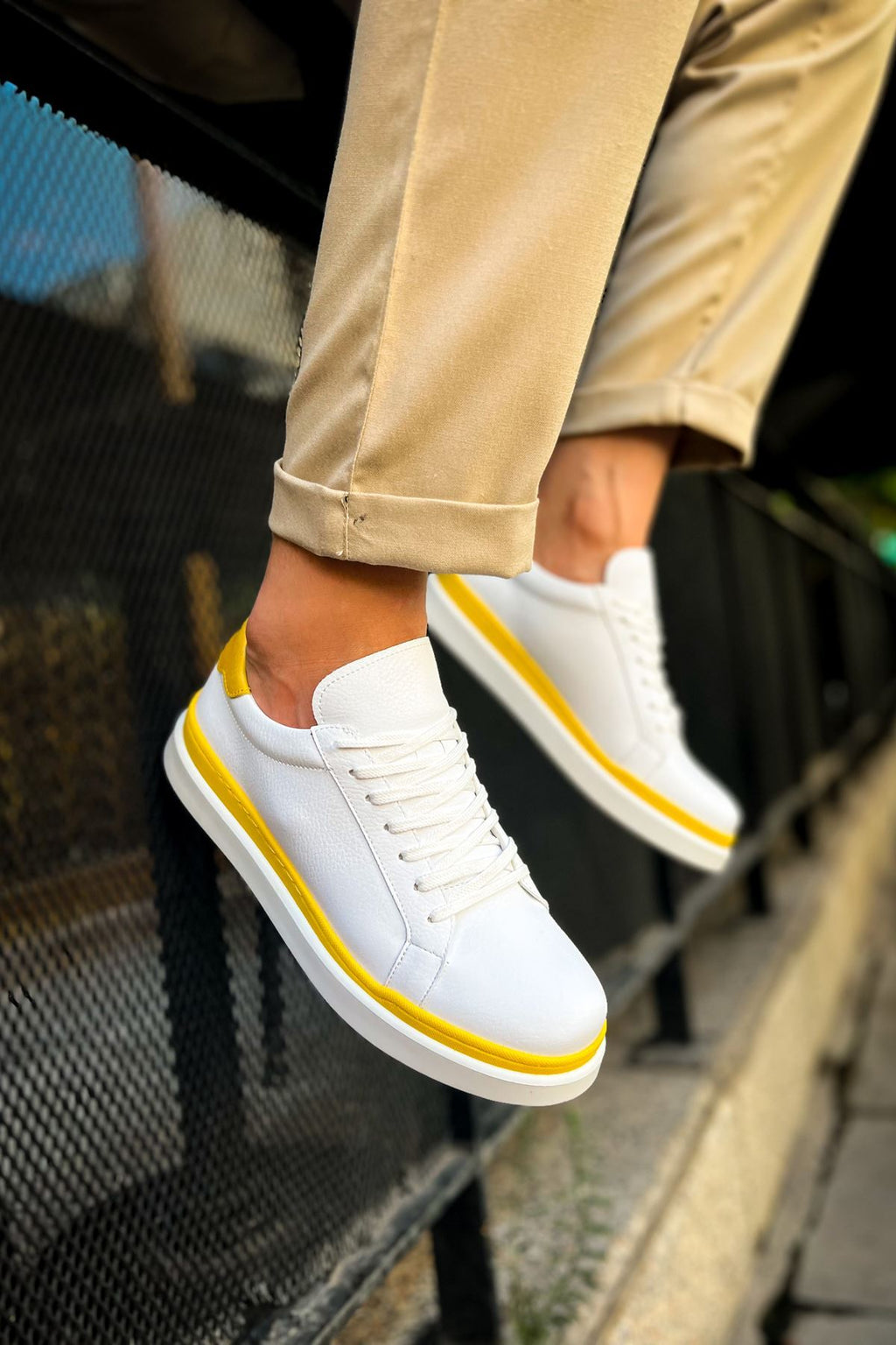 MN979 - Santoni GBT Spor Erkek Ayakkabı BEYAZ/SARI