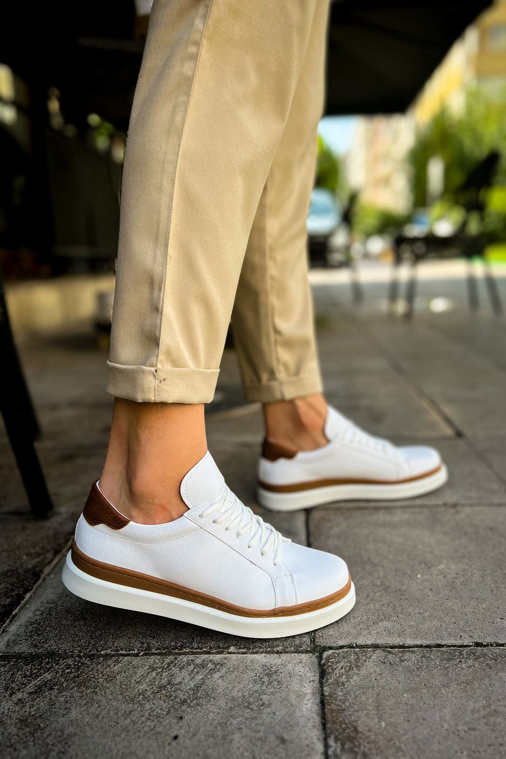 MN979 - Santoni GBT Spor Erkek Ayakkabı BEYAZ/TABA
