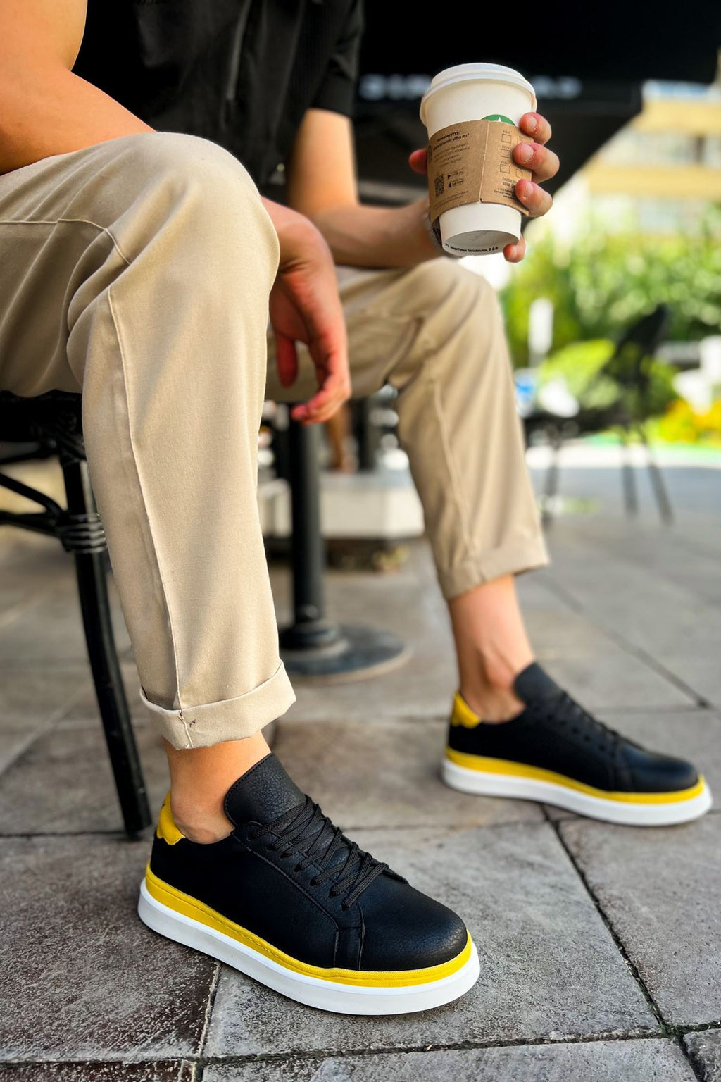 MN979 - Santoni GBT Spor Erkek Ayakkabı SIYAH/SARI