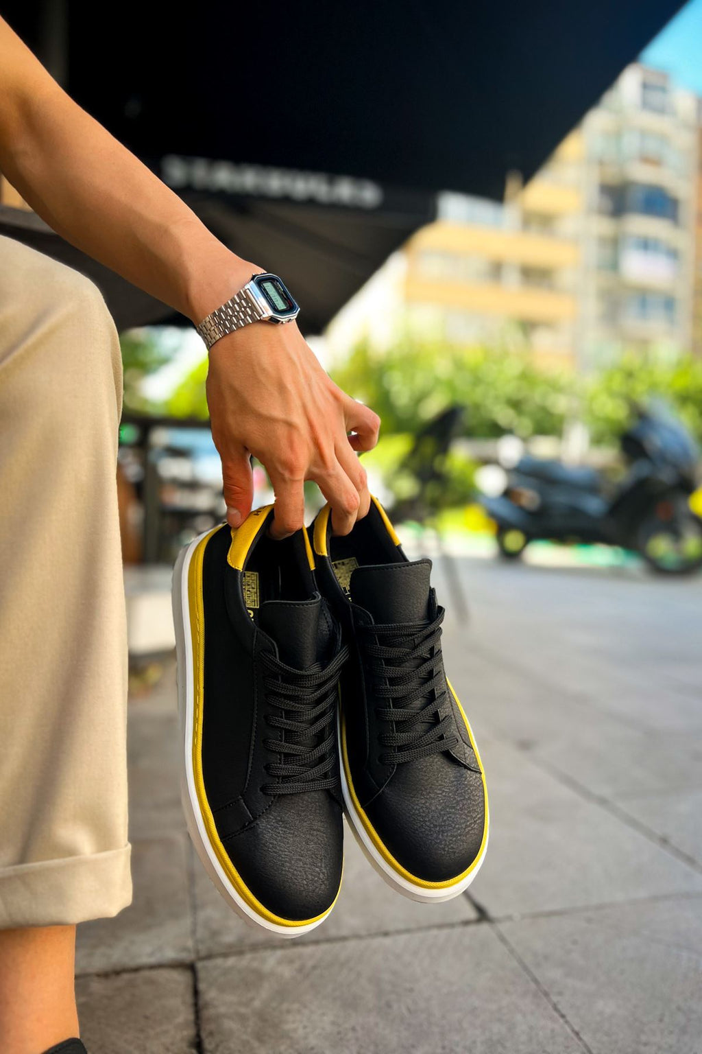 MN979 - Santoni GBT Spor Erkek Ayakkabı SIYAH/SARI