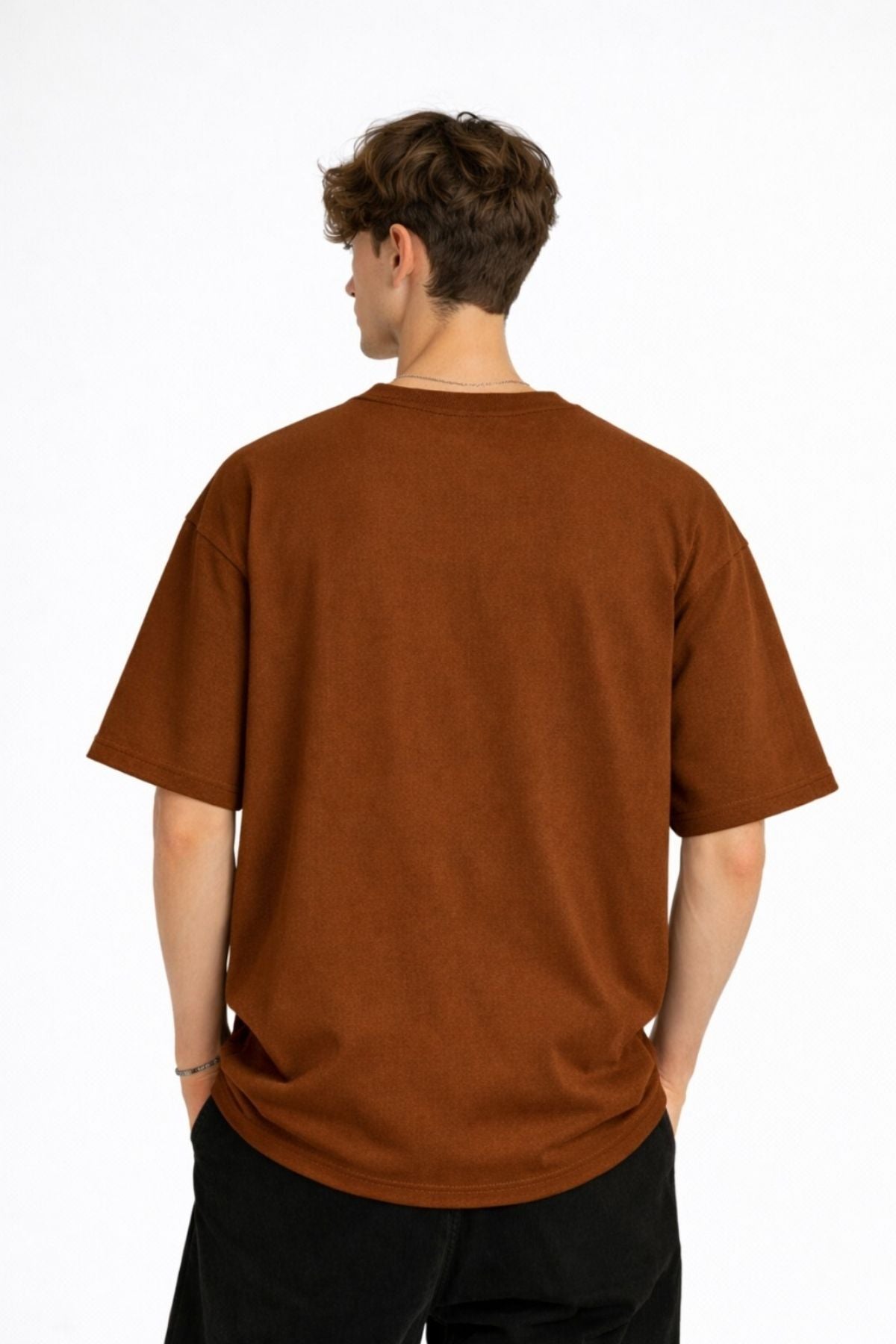 Panda - Baskılı Oversize Tişört KAHVE