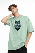 Wolf - Oversize Erkek Tişört SU YESILI